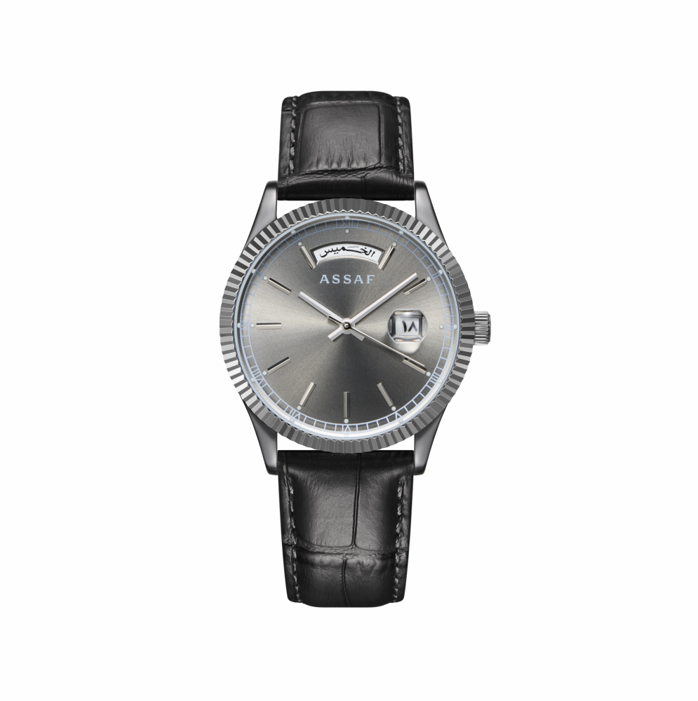 Harun Black leather watch